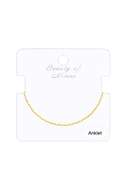 14k Gold Plated 1.5mm Staple Chain Anklet - GP
