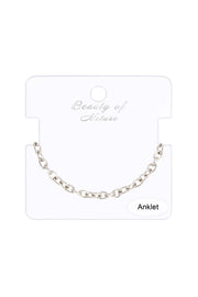Silver Plated 4mm Cable Chain Anklet - SP