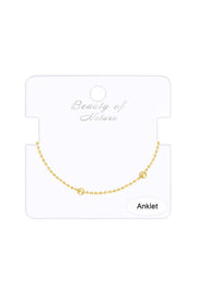 14k Gold Plated 1mm Bead Chain Anklet - GP