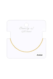14k Gold Plated 1mm Round Box Chain Anklet - GP