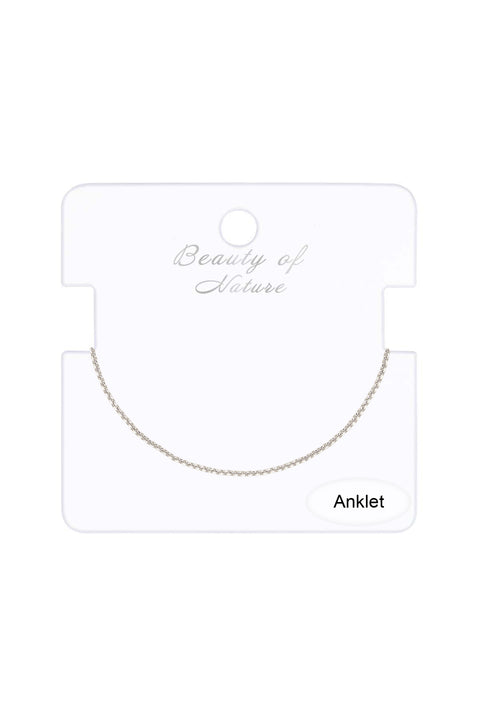 Silver Plated 1mm Round Box Chain Anklet - SP