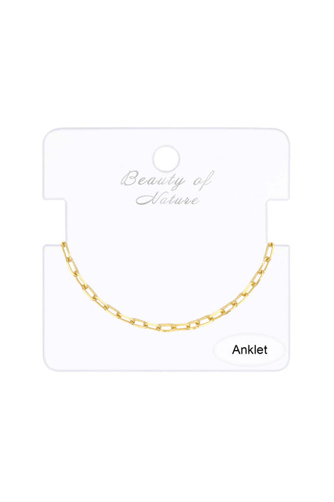 14k Gold Plated 2.5mm Open Cable Chain Anklet - GP
