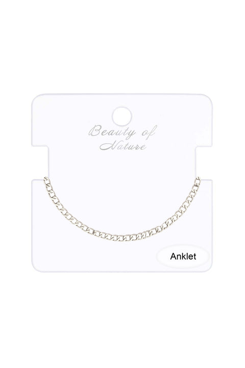 Silver Plated 2mm Curb Chain Anklet - SP