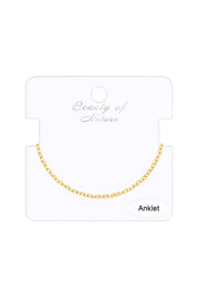 14k Gold Plated 2mm Cable Chain Anklet - GP