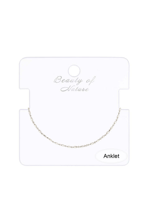 Silver Plated 1.2 mm Fancy Bead Chain Anklet - SP