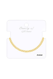 14k Gold Plated 3mm Curb Chain Anklet - GP
