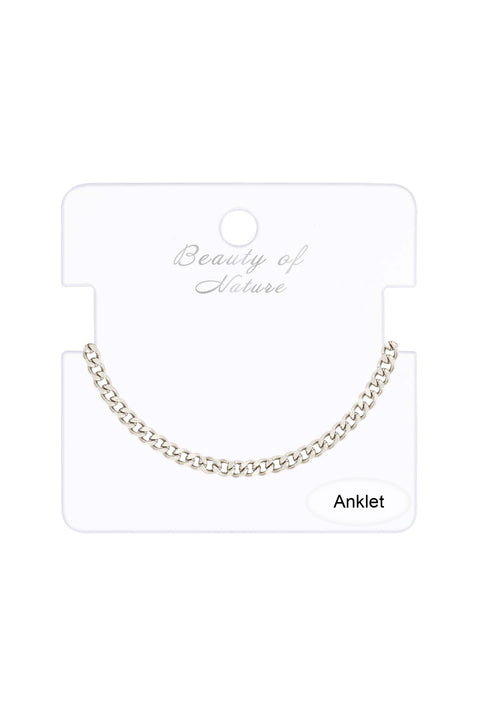 Silver Plated 3mm Curb Chain Anklet - SP