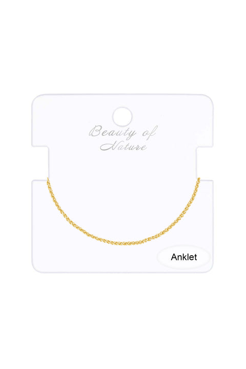 14k Gold Plated 1.5mm Wheat Chain Anklet - GP