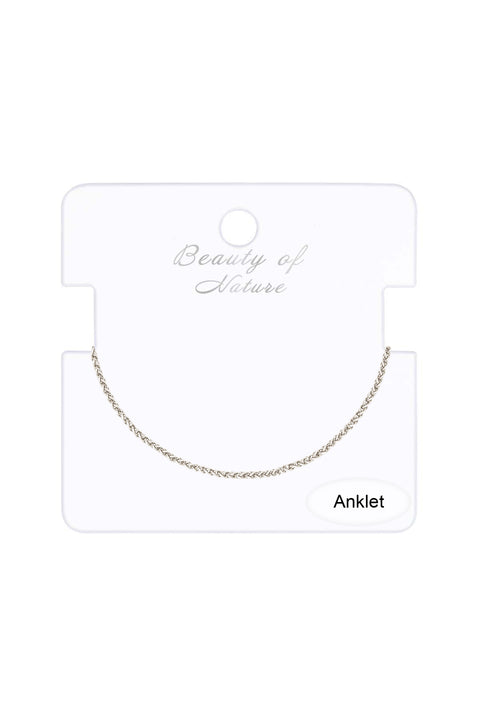 Silver Plated 1.5mm Wheat Chain Anklet - SP