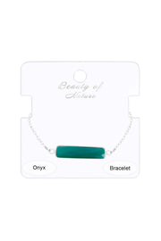 Green Onyx Bar Link Bracelet - SS