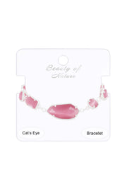 Pink Cat's Eye Station Bracelet - SF
