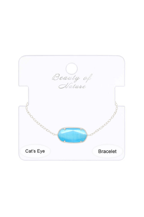 Blue Cat's Eye Link Bracelet - SF