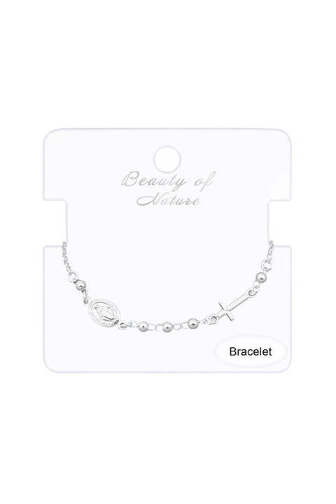 Sterling Silver Rosary Charm Bracelet - SS