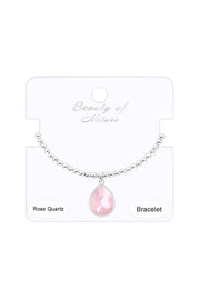 Rose Quartz Beaded Charm Bracelet - SF