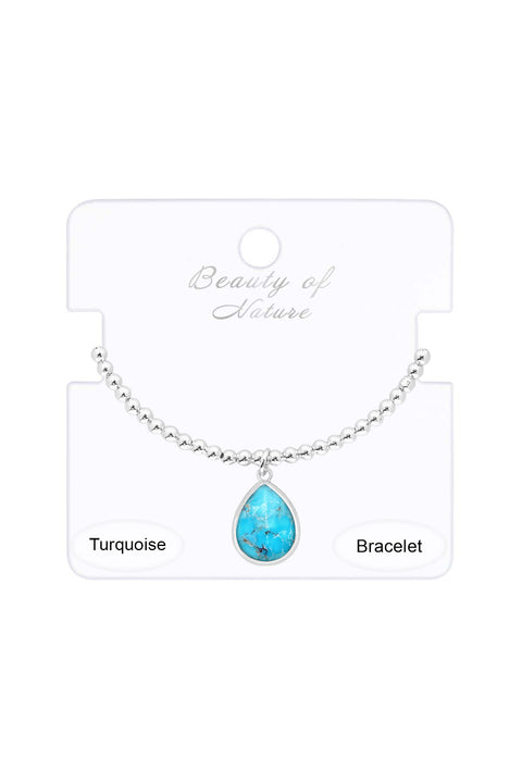 Turquoise Beaded Charm Bracelet - SF