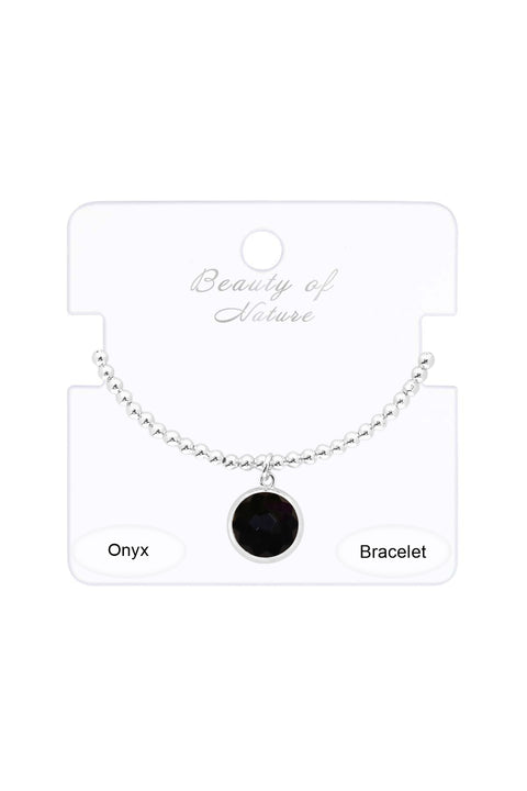 Black Onyx Beaded Charm Bracelet - SF