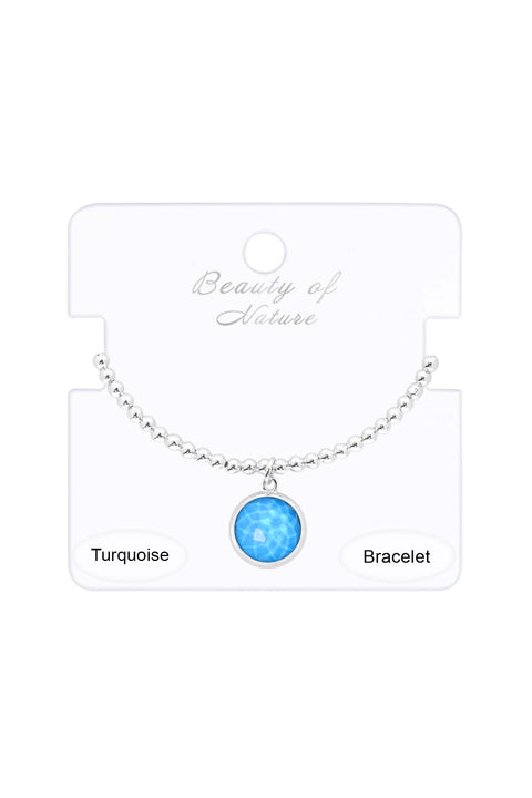 Turquoise Quartz Beaded Charm Bracelet - SF