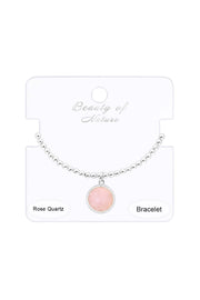 Rose Quartz Beaded Charm Bracelet - SF
