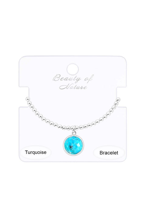 Turquoise Beaded Charm Bracelet - SF