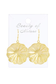 Hammered Flower Disc Earrings - GF