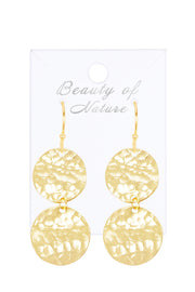 Hammered Disc Drop Earrings - GF