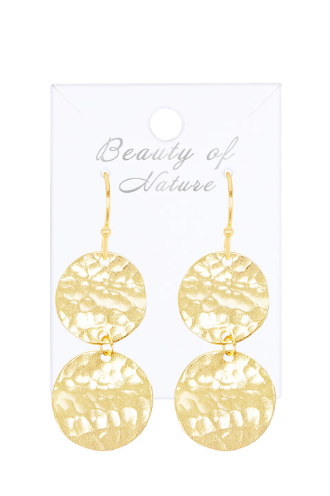 Hammered Disc Drop Earrings - GF