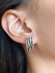 Textured Huggie Post Earrings - SF