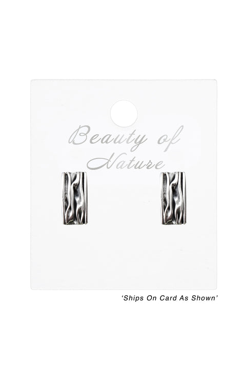 Textured Huggie Post Earrings - SF