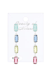 Mixed Crystal Station Earrings - SF