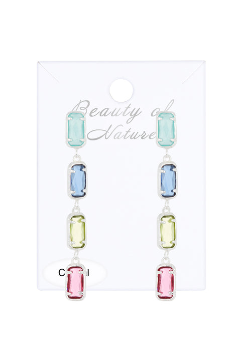 Mixed Crystal Station Earrings - SF