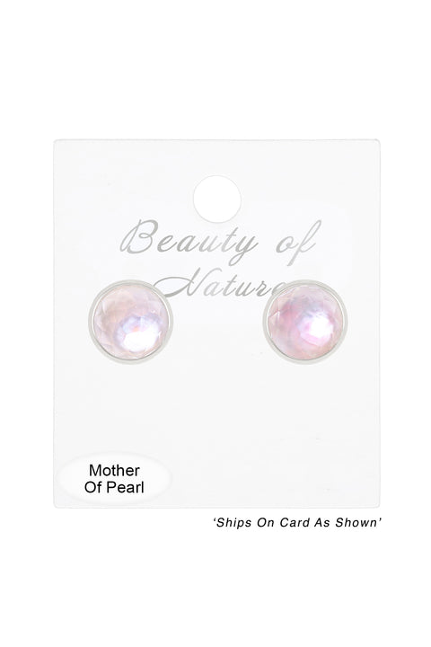 Mother Of Pearl Quartz Post Earrings - SF