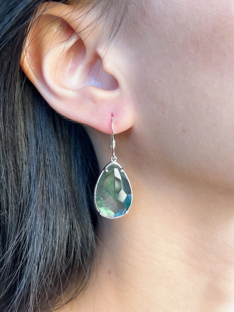 Black Mother Of Pearl Drop Earrings - SF