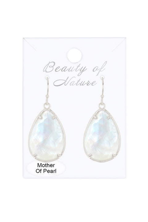 Mother Of Pearl Quartz Drop Earrings - SF