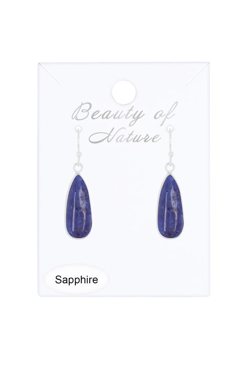 Sterling Silver & Sapphire Drop Earrings - SS