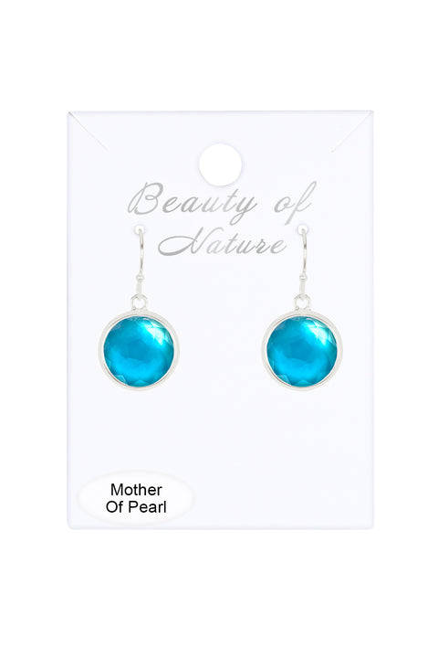 Blue Mother Of Pearl Drop Earrings - SF