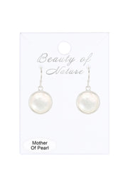 Mother Of Pearl Round Drop Earrings - SF