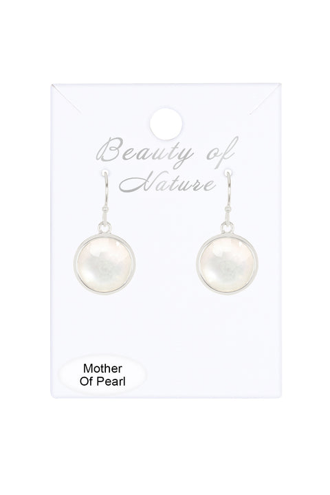 Mother Of Pearl Round Drop Earrings - SF