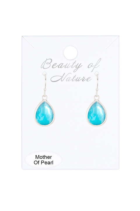 Blue Mother Of Pearl Drop Earrings - SF