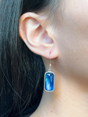 Labradorite Doublet Rectangle Drop Earrings - SF