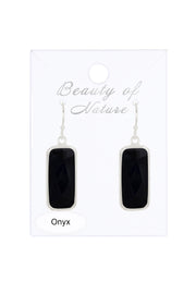 Black Onyx Rectangle Drop Earrings - SF