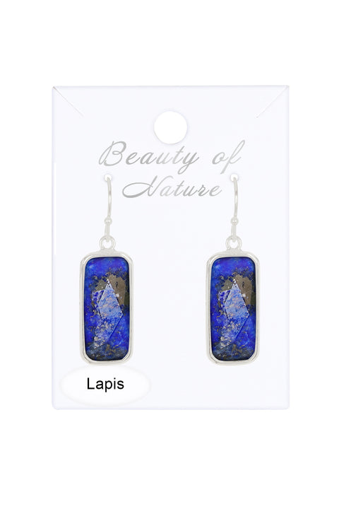 Lapis Rectangle Drop Earrings - SF