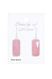 Rose Quartz Rectangle Drop Earrings - SF