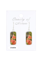 Unakite Rectangle Drop Earrings - SF