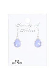 Blue Lace Agate Teardrop Earrings - SF