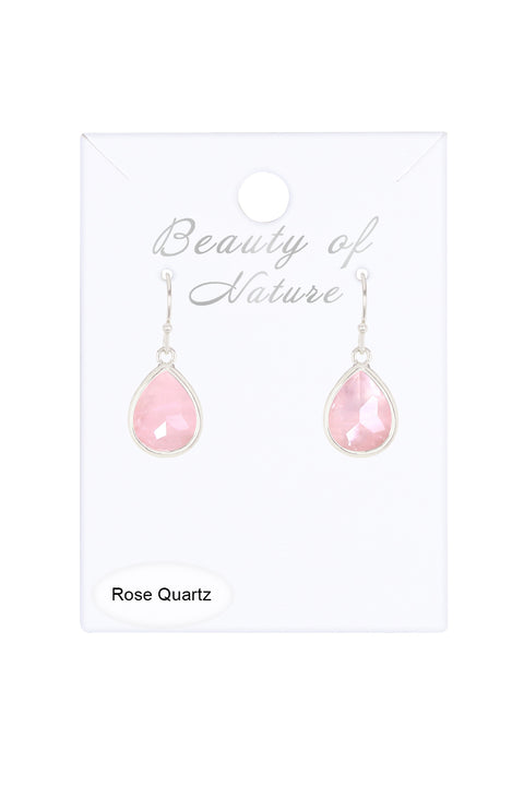 Rose Quartz Teardrop Earrings - SF