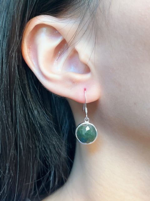 Moss Agate Round Earrings - SF