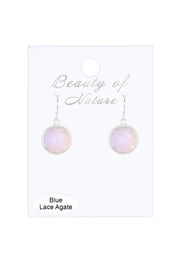 Blue Lace Agate Round Earrings - SF