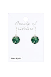 Moss Agate Round Earrings - SF