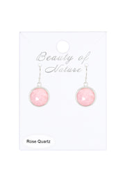 Rose Quartz Round Earrings - SF