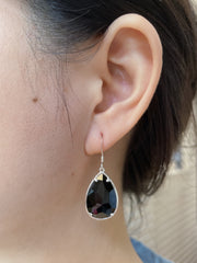 Black Onyx Fancy Cut Drop Earrings - SF